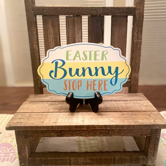 Easter Hanging Wood Wall Decor Signs Set of 2, Bunny Kisses & Easter Wishes Sign - Picture 6 of 16